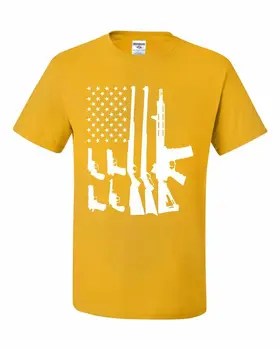 Amerikos Ginklų Vėliavos T-Shirt 2 Pakeitimas Teisę nešiotis Ginklus, Ginklus, Marškinėliai, Hip-Hop Laisvalaikio marškiniai vyrai