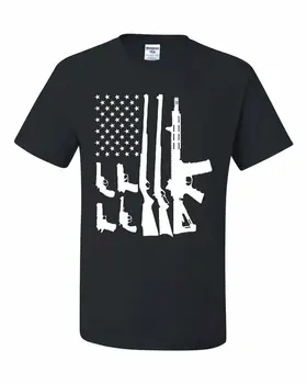 Amerikos Ginklų Vėliavos T-Shirt 2 Pakeitimas Teisę nešiotis Ginklus, Ginklus, Marškinėliai, Hip-Hop Laisvalaikio marškiniai vyrai