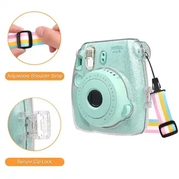 Fotoaparato Krepšys Šviečia Skaidraus Plastiko Dangtelis Apsaugo Atveju, Fuji Fujifilm Instax Mini 9 8 8+ Momentinių Su Dirželiu
