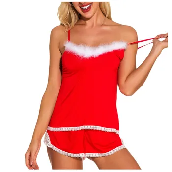 Nauja Seksuali Moteris Kalėdų Medvilnės, apatinis Trikotažas, Kostiumai Camisole Sleepwear Kombinezonas Šortai Pižama lenceria erotika mujer sexi 2020 KARŠTO