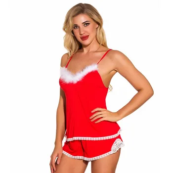 Nauja Seksuali Moteris Kalėdų Medvilnės, apatinis Trikotažas, Kostiumai Camisole Sleepwear Kombinezonas Šortai Pižama lenceria erotika mujer sexi 2020 KARŠTO
