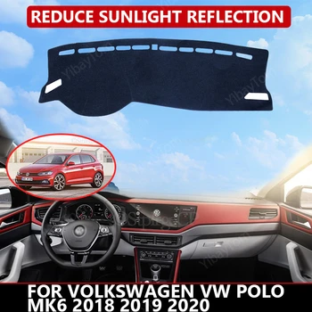 Kilimų Brūkšnys kilimėlis Volkswagen VW POLO MK6 2018-2020 Auto prietaisų Skydelio Dangtelis Juodas Aksomas blokai dulkių, sumažina triukšmą, automobilių reikmenys