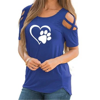 2021 puikus širdies Marškinėlius Moterims Priežastinis T-shirt Medvilnės Bear paw Tees Moteris off peties viršūnės Drabužius Lašas Laivybos
