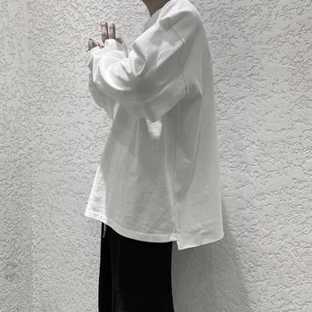 Korėjos ilgomis rankovėmis Marškinėliai Vyrų Mados vientisos Spalvos Medvilnės, O-kaklo T-shirt Vyrai Streetwear Laukinių Prarasti Atsitiktinis Marškinėlius Mens Viršūnės