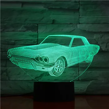 GX-1462 Senųjų Metų Senelis Automobilių 3D Naktį Šviesa 7 Spalvų Keitimas LED Stalas Stalo Lempa Akrilo Iliuzija Spalvotų Lempų Tėtis Dovana