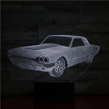 GX-1462 Senųjų Metų Senelis Automobilių 3D Naktį Šviesa 7 Spalvų Keitimas LED Stalas Stalo Lempa Akrilo Iliuzija Spalvotų Lempų Tėtis Dovana