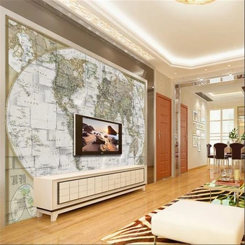 Beibehang Užsakymą tapetai 3d stereoskopinis pasaulio žemėlapyje, TV foną, sienos popieriaus gyvenimo kambario, miegamasis freskomis papel de parede blizgučiai