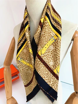 90cm Prabangus Šilko Ruoželinį Aikštėje skara Skara Moterų Prekės Leopard Hijab Šalikas Bandana Rankų darbo Riesta Foulard skarų Lynai