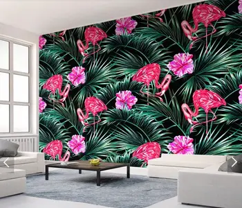 Šiaurės 3D Gėlių Tapetai Flamingo Sienos Freskos už Kambarį Miegamojo Sienų Dangos, Rankomis Dažyti Gėlių Sienos Popieriaus Rulonų