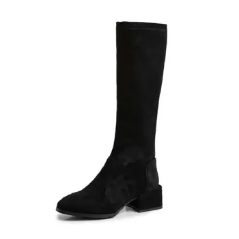 ZawsThia prabangos prekės ženklo dizaineris žiemą moteris batai pilka juoda stambusis aukštakulniai moteriški knee-high batai ruožas batai dydis 33-43