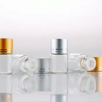 8ML Mini skaidraus Stiklo eterinio Aliejaus Butelio Angą Reduktorius & bžūp skaidraus Stiklo Buteliukai, aliuminio dangtelis buteliai F20173037