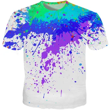YOUTHUP 2020 Juokinga 3D marškinėliai Vyrams/Moterims Spalvotų Dažų Splash Spausdinti O-Kaklo trumpomis Rankovėmis Vyrų T-shirt Mados Tee Viršūnes Outwear