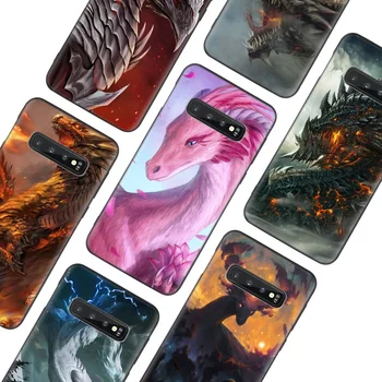 Animacinių filmų dragon Juodo Dangtelio Telefono dėklas Samsung Galaxy A51 A71 A10 A20E A30 A40 A50 A70 M30S A6 A7 A8 A01 Coque Shell