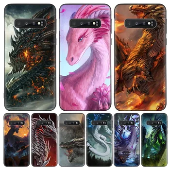 Animacinių filmų dragon Juodo Dangtelio Telefono dėklas Samsung Galaxy A51 A71 A10 A20E A30 A40 A50 A70 M30S A6 A7 A8 A01 Coque Shell