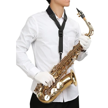 Reguliuojamas Paminkštintas Saksofonas Sax Kaklo Dirželis su Snap Kablys Juoda ir Kavos Saksofonas Dalys ir Reikmenys