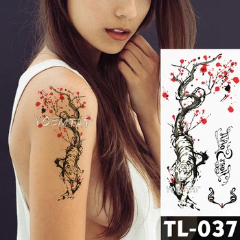 Atsparus vandeniui laikinos tatuiruotės Lipdukas Vasaros Stiliaus intymi Akvarelė išverstas tatuiruotes, Lapė, leopardas Tatuiruotė Lipdukai Kūno Menas