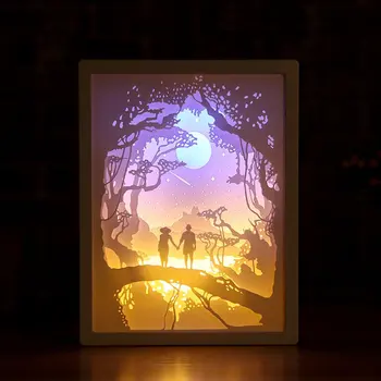 3d Laminuoto Popieriaus Drožyba Lempos Popieriaus drožyba lempos darbalaukio knygos lempos romantiškų nuotraukų rėmelį, naktiniai staleliai, lempa minkštas stalo lempa