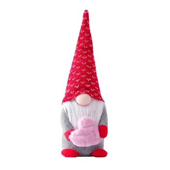 Rankų darbo Pliušinis Gnome Lėlės Šeimos Valentino Dieną Išpažinties Dovaną Šalies Namų Dekoratyvinės Lėlės _WK