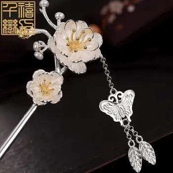 Originalaus dizaino kūrybos bijūnas gėlių staigius Kinijos retro pakabukas drugelis šviesos prabanga žavesio lady sidabro papuošalai