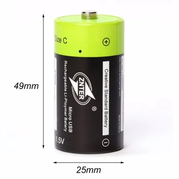 1pcs/daug ZNTER 1,5 V 3000mAh akumuliatorius C dydžio Micro USB įkraunama ličio polimero baterija, medicinos įranga, baterijos