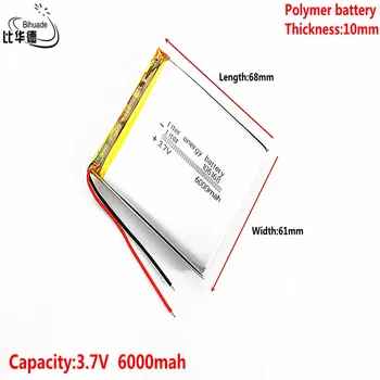 Geras Qulity 3.7 V,6000mAH 106168 Litro energijos baterija Polimero ličio jonų / Li-ion baterija tablet pc BANKAS,GPS,mp3,mp4