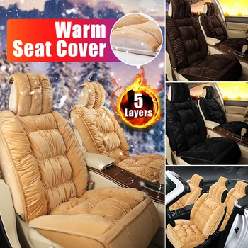 Universalus Automobilių Sėdynės Padengti Nustatyti Šiltas Pliušinis Automobilių Sėdynių Užvalkalai Raštas Pagalvėlių Žiemos Viršelio Kilimėlis Auto Interjero Priedai
