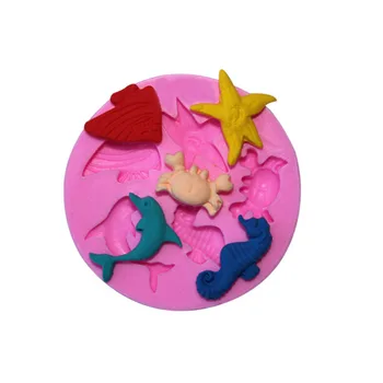 Delfinai hipokampo žvaigždė silikono formos šokoladas minkštas pyragas apdaila, Virtuvė, muilo Įrankiai