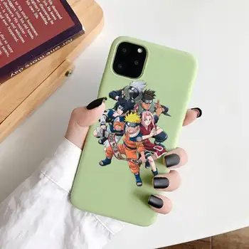 Anime Naruto Uzumaki Sasuke Telefono dėklas Žalia Saldainiai Spalvos iPhone 6 7 8 11 12-os mini pro X XS XR MAX Plus