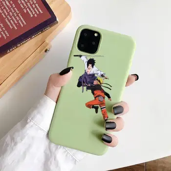 Anime Naruto Uzumaki Sasuke Telefono dėklas Žalia Saldainiai Spalvos iPhone 6 7 8 11 12-os mini pro X XS XR MAX Plus