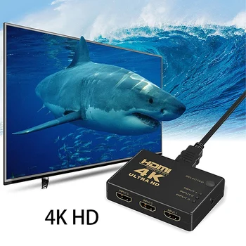 HDMI Switcher 3 in 1 Out, Paramos 4K, Full HD 1080P, 3D Infraraudonųjų spindulių Nuotolinio Valdymo pultas, 3 in 1 Switcher