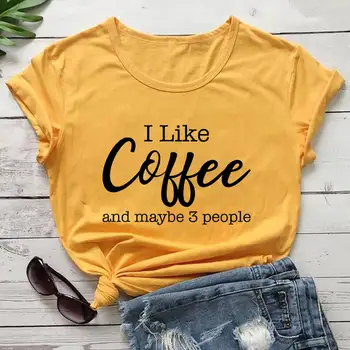 Aš, Pavyzdžiui, Kavos ir Gal 3 Žmonės Atspausdinti Medvilnės Juokinga Kavos Mėgėjas Marškinėliai Intravertas T-shirt Kavos Tee Dovana Draugui