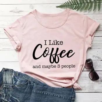 Aš, Pavyzdžiui, Kavos ir Gal 3 Žmonės Atspausdinti Medvilnės Juokinga Kavos Mėgėjas Marškinėliai Intravertas T-shirt Kavos Tee Dovana Draugui