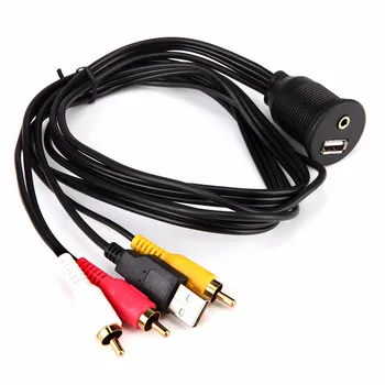 USB 2.0 Išplėtimo Sukelti Automobilio prietaisų Skydelyje Flush Mount Nustatyti 3,5 mm į 3RCA/USB Audio Video Kabelis-prailgintojas Prisijungia 1m/2m