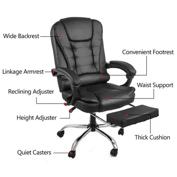Biuro Kėdė, Stalas Užduotis Kompiuterio Kėdė Nuimamas Aukštas Atgal Oda Vykdantysis W/ Pakoja