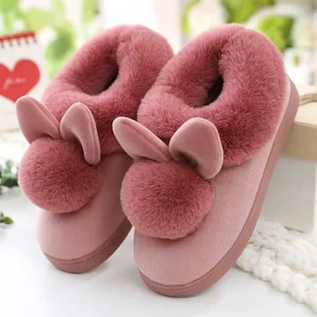 Moterų mielas triušis ausis minkštas namų batai medvilnės šiltas moterų žieminiai batai 2019 naujas mados žiemos batai moterims