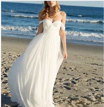 Paplūdimys 2018 Off Peties Trumpas Rankovės Seksualus Backless pigūs Nuotakos suknelė vestido de casamento chalatas de mariage bridesmaid dresses