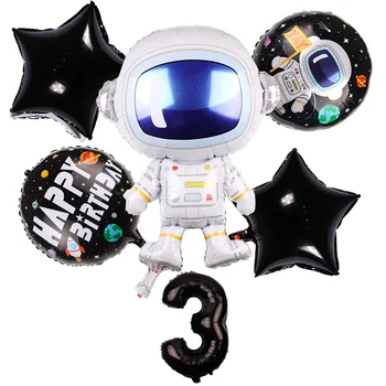 6pcs/set Kosmoso Šalies Astronautu balionas 30inch Skaičių Kamuoliukus Galaxy Temą Berniukas Vaikams Gimtadienio Ballon Dekoro Helio Globos