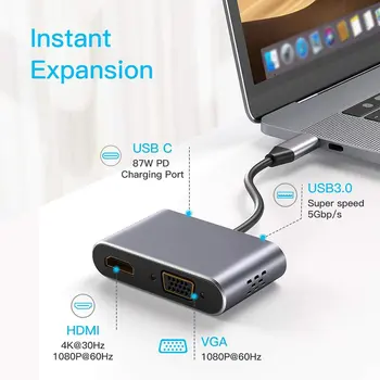 USB C-HDMI Adapterio Kabelis, 1080P, Telefono, TV/ Projektoriaus Konverteris USB Adapteris-C Laidą Įkrovimo lizdas