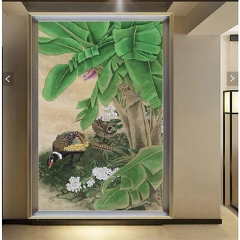 Beibehang Užsakymą foto tapetai, 3d fazanas gėlių, bananų medis, tapyba kanalo apdaila, dažymas tapetų sienos, 3 d