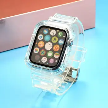 Aišku, Skaidrus Diržu, Apple Watch Band 5 4 38 40 42 44mm Silikono Sporto Žiūrėti Juostos iWatch 4 3 2 1 38mm 42mm Dangtis
