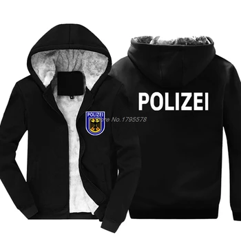 Žiemos Mados, Vyrai Užtrauktukas Tirštėti Palaidinukė Nauja Bundespolizie Miestai Berlynas Specialiųjų Policijos Pajėgų Bundespolize Hoodies Striukė