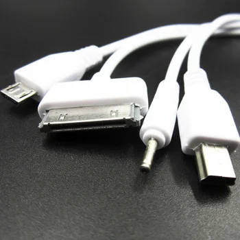 Premium Baltas 4 in 1 Automobilis, Mini USB Įkroviklis adapteris aux kabelis 2.0 Sinchronizuoti DUOMENIS projektorius