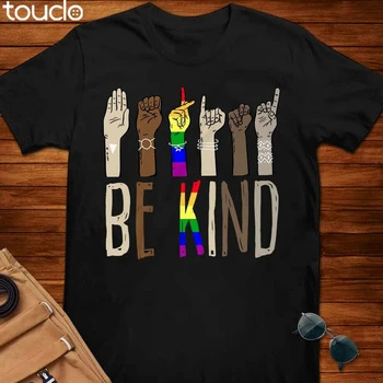 Būti Natūra LGBT Black Pride Žmogaus Vienybės Suvokimą Gestų Kalbos BLM T-shirt