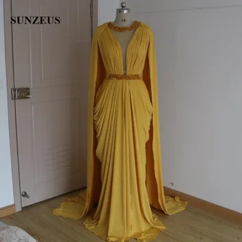 Aukso Spandex Oficialią Suknelės Ilgos Puošnios Klostes-Line Artimuosiuose Rytuose Moterims, Vakaro Suknelės su Caftan abiye gece elbisesi SE36