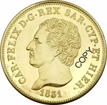 Italijos Narių 80 Lire Carlo Felice 1831 Žalvario Metalo Kopijuoti Progines monetas, MONETŲ