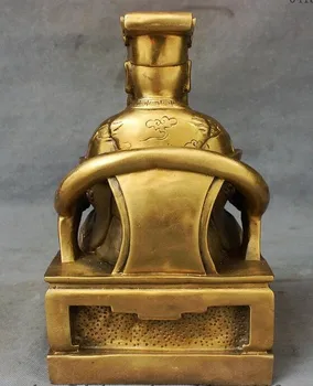 YM 308 Kinija Gryno Žalvario Sėdėti Daosizmas Aukščiausiojo Dievybė Jade Emperor Dievas Drakonas Skraiste Statula