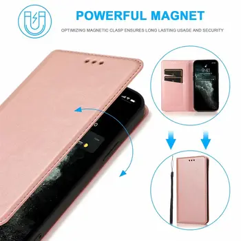 IPhone 12 Pro Max 11 Xs Max Xr 8 7 6 Plius Odinis dėklas Magnetinio Apversti Piniginės atsparus smūgiams Lizdas Kortelės Atveju Stovėti Telefono Dangtelį
