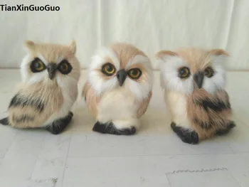 Owl modeliavimas apie 9x7cm sunku modelio prop polietileno& kailiai, pelėdos viena partija/3 vnt rankdarbių, namų puošybai žaislas s1742