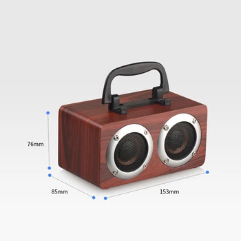 Nešiojamų W5B Bluetooth 4.2 Garsiakalbis Mediniai Grotuvas Stereo Surround Žaidėjas du kartus Ragų su TF Kortelę AUX Audio Soundbar