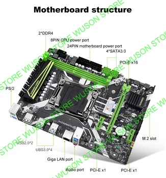 HUANANZHI X99-8M Plokštė su 512G M. 2 NVMe SSD Xeon CPU E5 2678 V3 RAM 16G(2*8G) DDR4 RECC Vaizdo plokštė GTX1050TI 4G 600W PSU